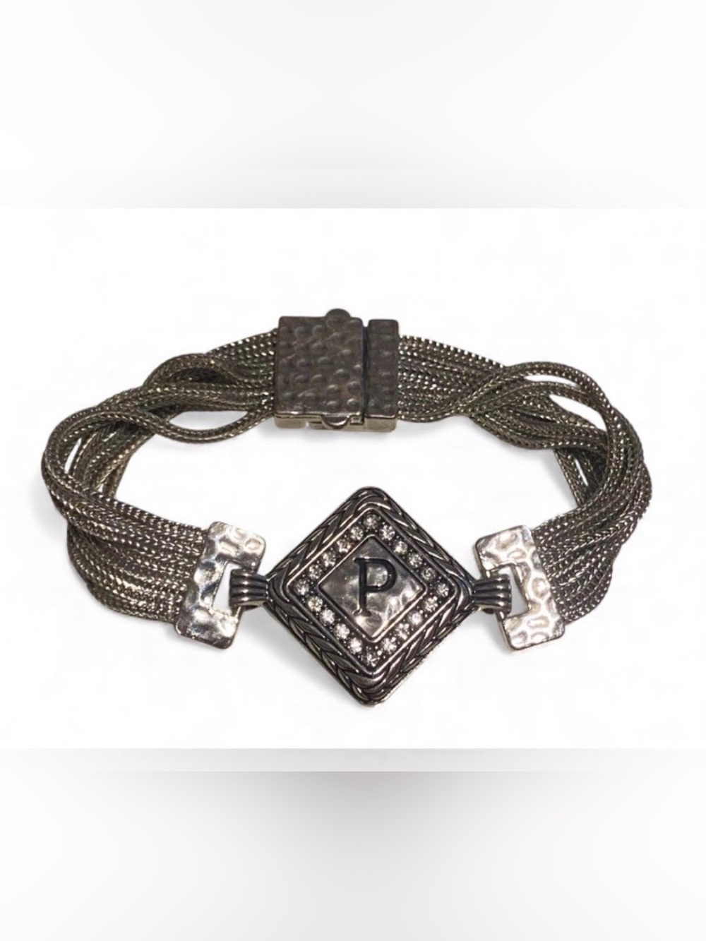 Silver Tone Costume Initial Bracelet #7500